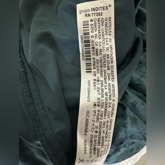 ZARA Green Velour Vintage Inspired Wrap Over Special Occasion Dress Sz S, NWT - Picture 7 of 7